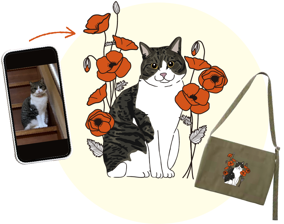 猫の写真をアート化した例